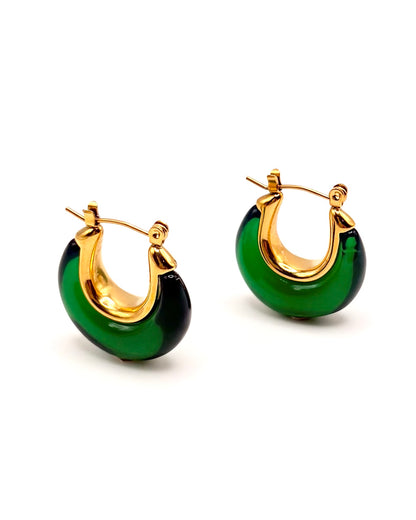 Green Resin Drop Earrings
