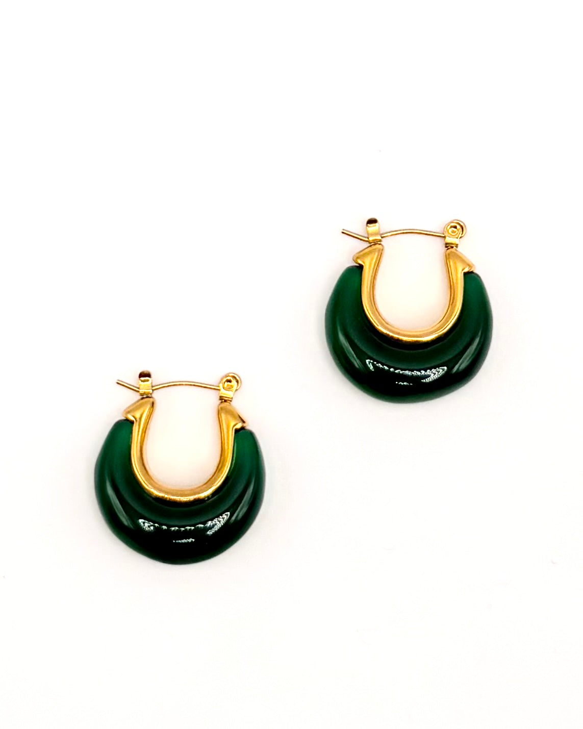 Green Resin Drop Earrings