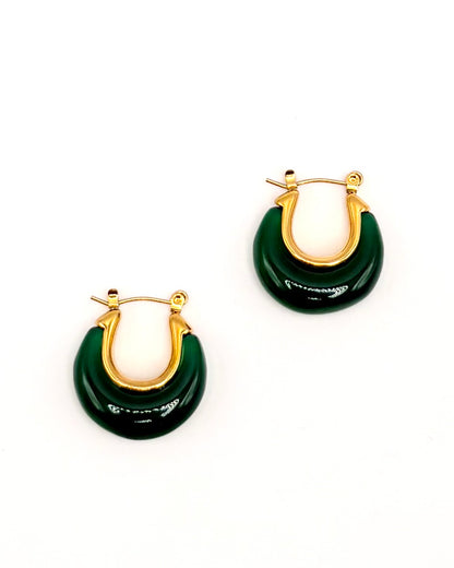 Green Resin Drop Earrings