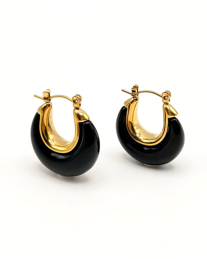 Black Resin Drop Earrings