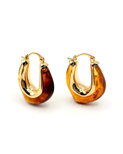 Tortoise Shell Oblong Resin Drop Earrings