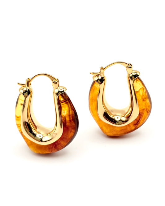 Tortoise Shell Oblong Resin Drop Earrings