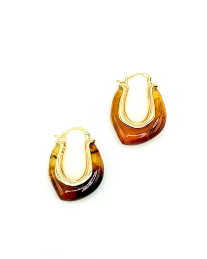 Tortoise Shell Oblong Resin Drop Earrings