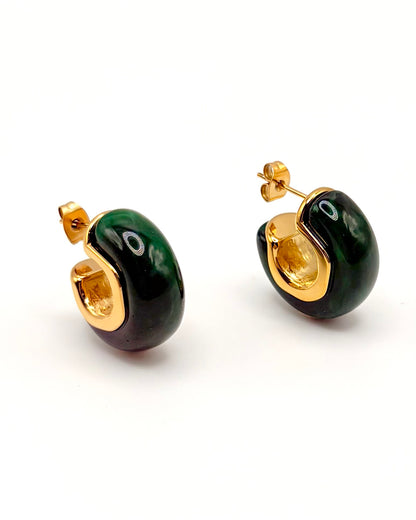 Green Resin Chubby Cuff Huggie