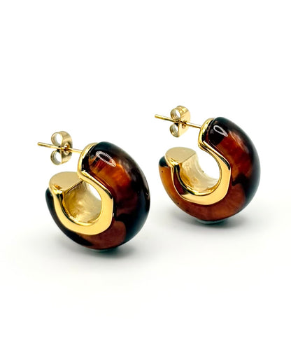 Tortoise Shell Resin Chubby Cuff Huggie