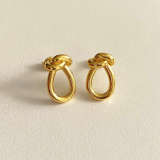 Gold Knot Drop Earrings