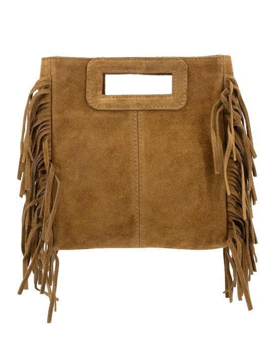 Suede Leather Square Small Bag With Fringes