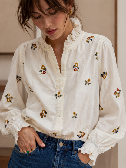 Lois Flower Embroidered Blouse
