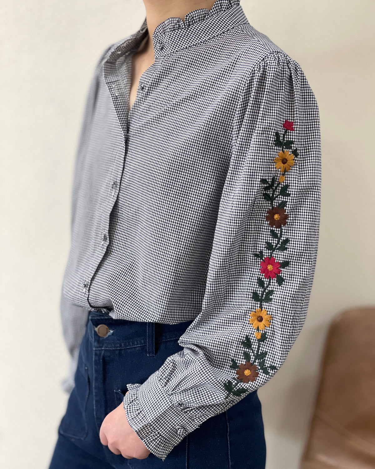 Lucille Embroidered Sleeve Blouse