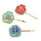 2 Blue Pansy Hair Slides