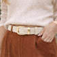 Double Gold Buckle Suede Belt