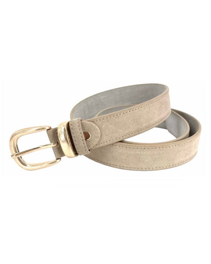 Double Gold Buckle Suede Belt