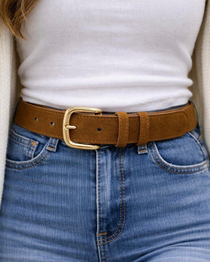 Suede Gold Buckle Belt