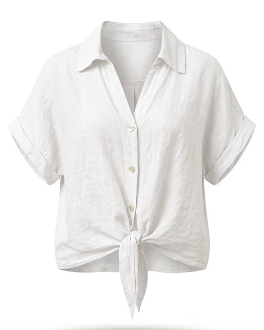 Stephanie Tie Front Linen Shirt