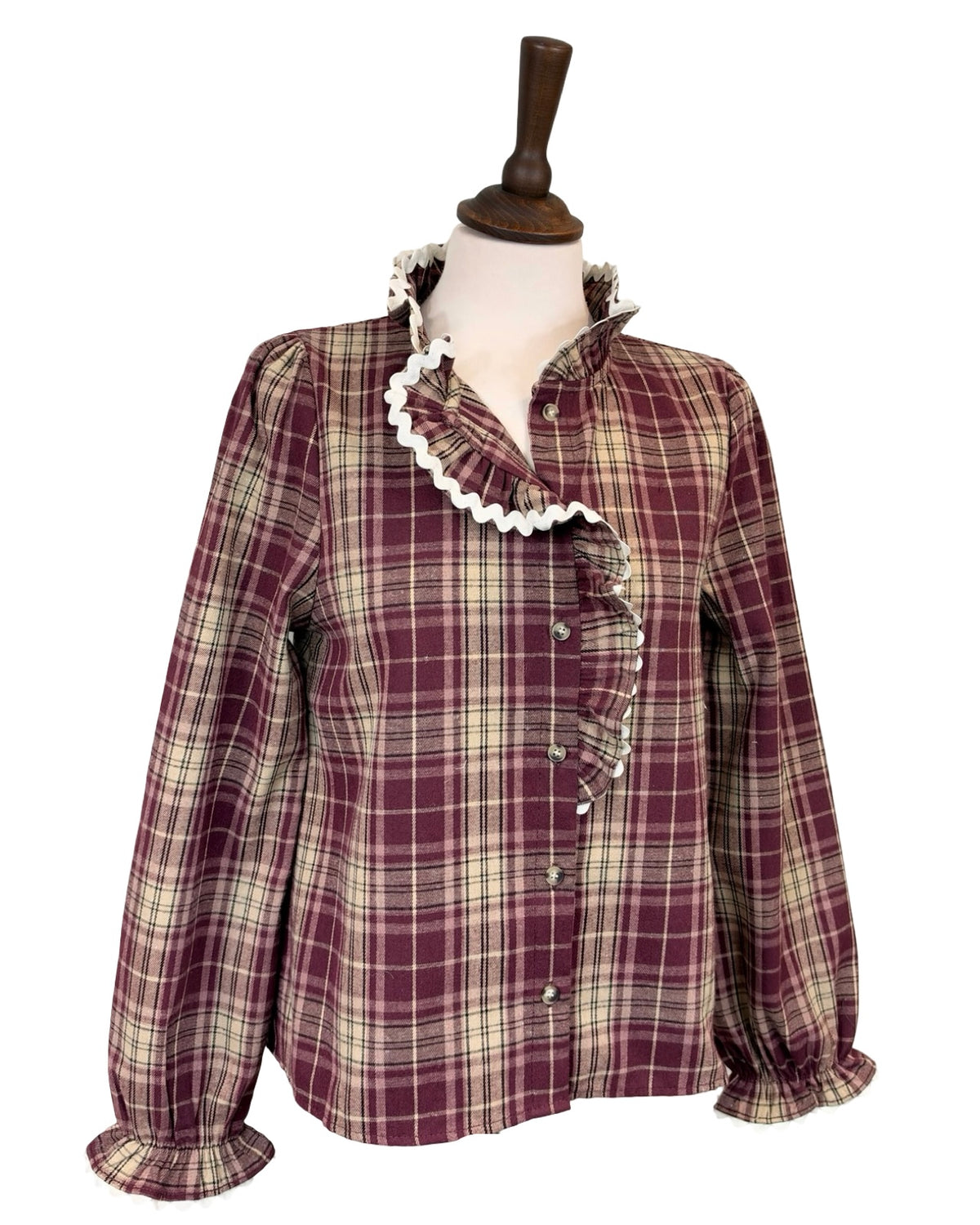 Nellie Plaid Ruffle Blouse