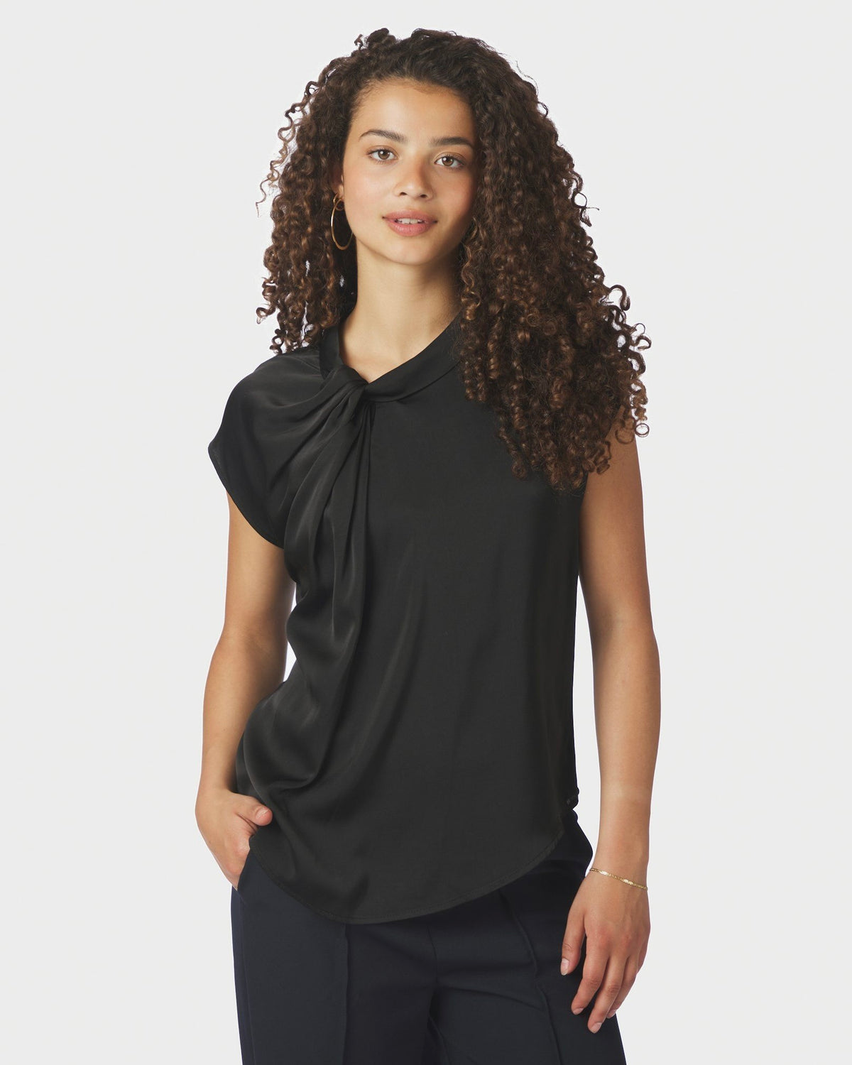 Neo Noir Fleur Drapy Satin Blouse