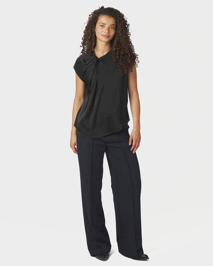Neo Noir Fleur Drapy Satin Blouse