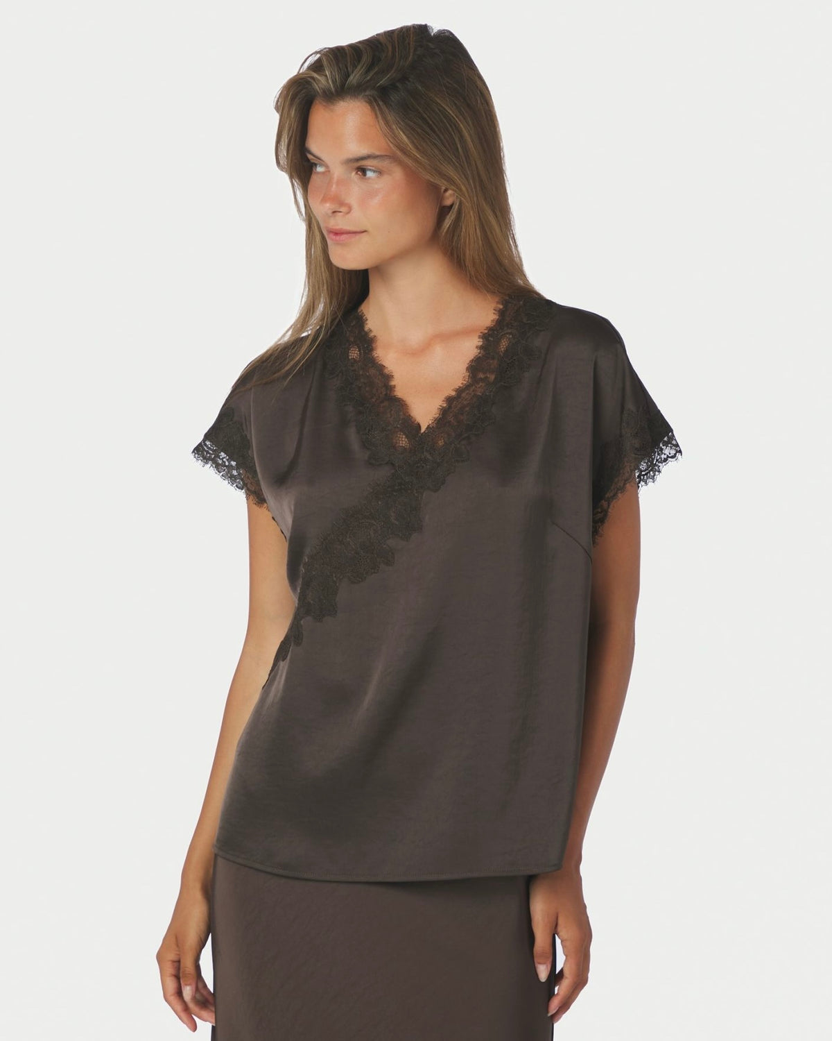 Neo Noir Benera Heavy Sateen Lace Blouse