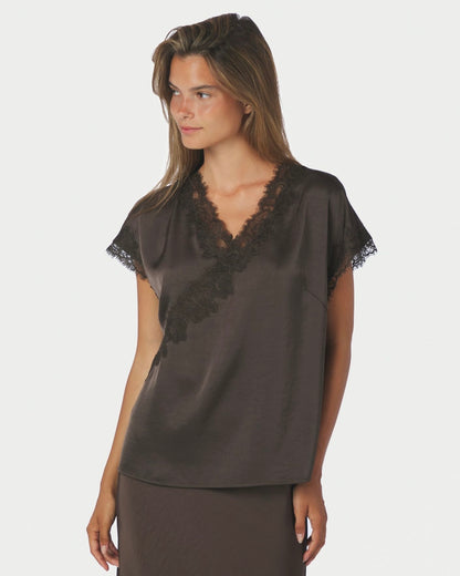 Neo Noir Benera Heavy Sateen Lace Blouse