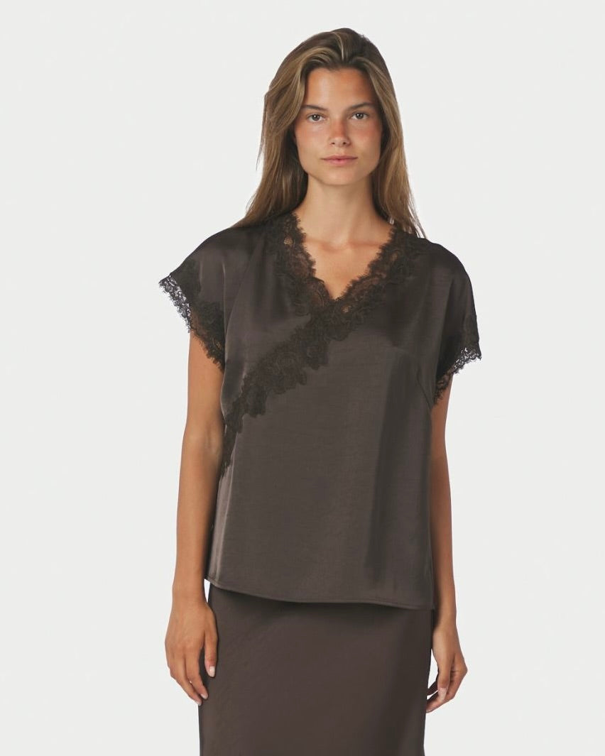 Neo Noir Benera Heavy Sateen Lace Blouse