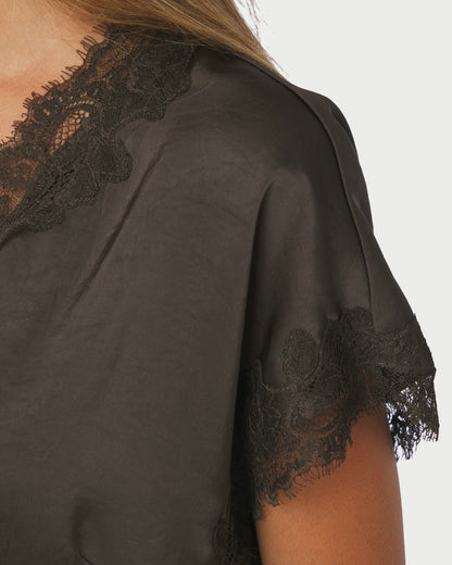 Neo Noir Benera Heavy Sateen Lace Blouse