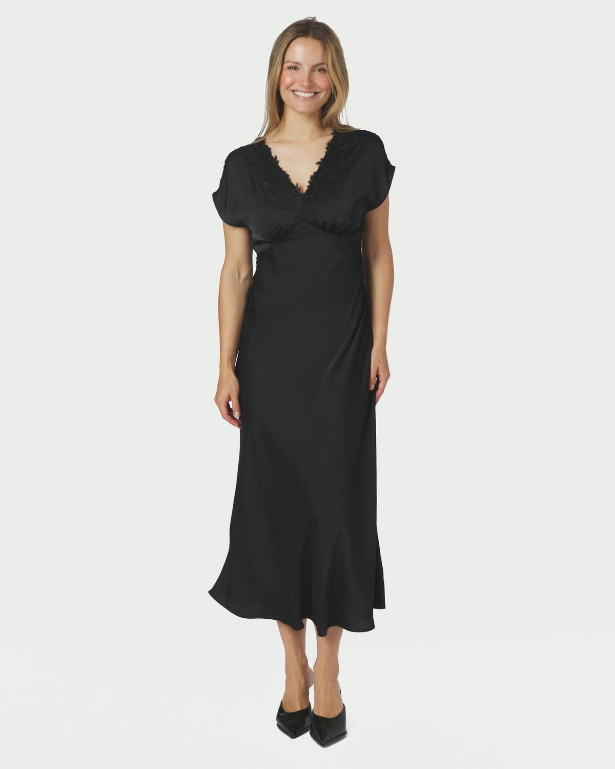 Neo Noir Clarita Drapy Sateen Dress