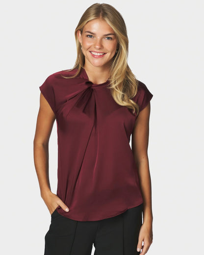 Neo Noir Fleur Drapy Satin Blouse