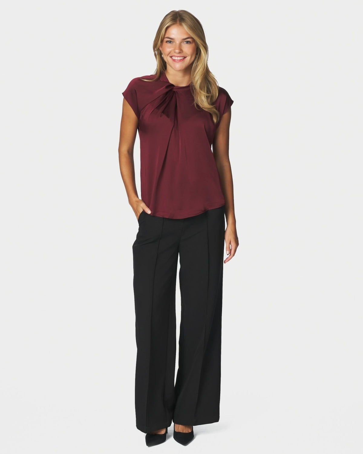 Neo Noir Fleur Drapy Satin Blouse