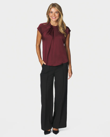 Neo Noir Fleur Drapy Satin Blouse