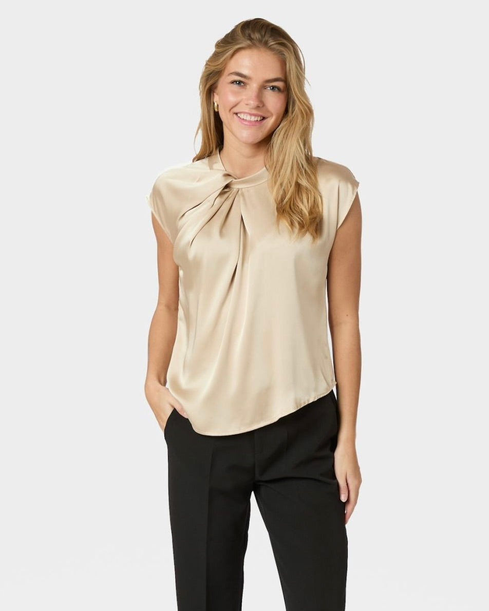 Neo Noir Fleur Drapy Satin Blouse