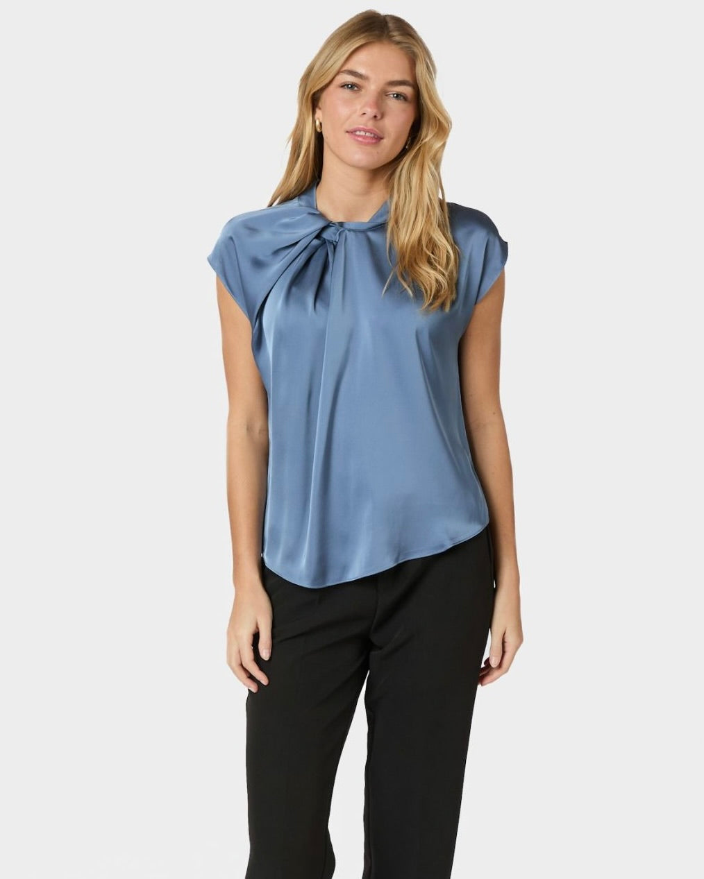 Neo Noir Fleur Drapy Satin Blouse