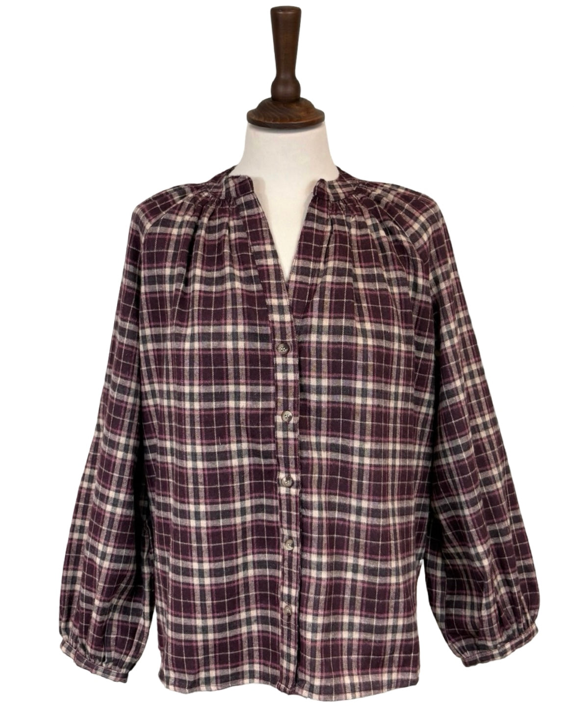 Ophelia Brushed Cotton Check Blouse