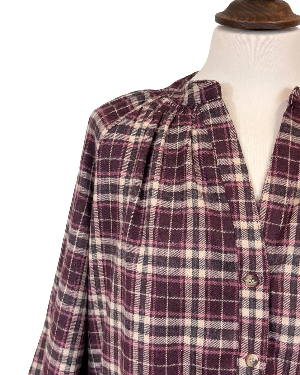 Ophelia Brushed Cotton Check Blouse