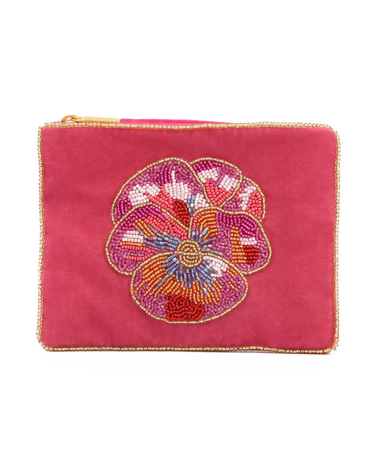 Pink Pansy Small Velvet Pouch