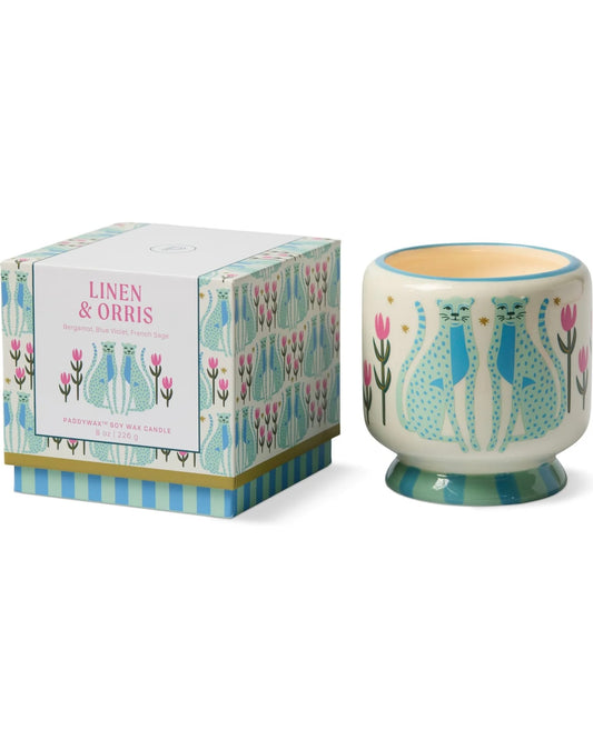 A Dopo Blue Cheetahs Ceramic Candle - Linen & Orris