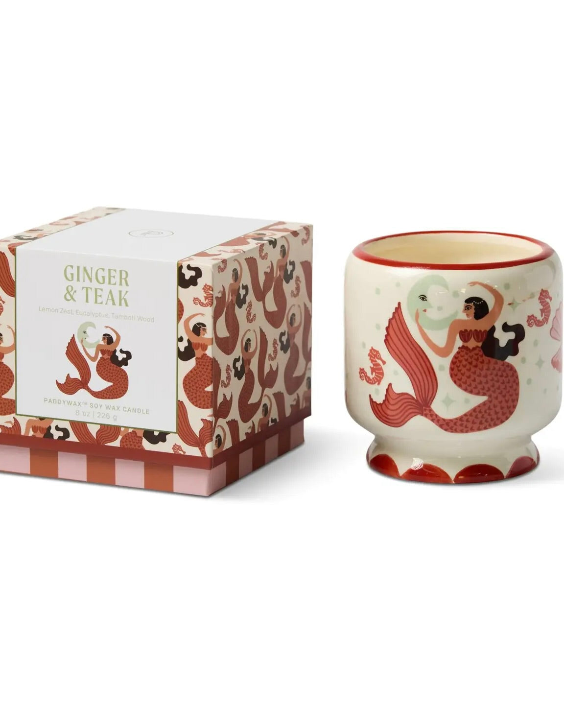 A Dopo Mermaid & Moon Ceramic Candle - Ginger & Teak