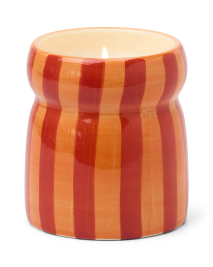 Cabana Red/Coral Striped Ceramic Candle - Spiced Apple