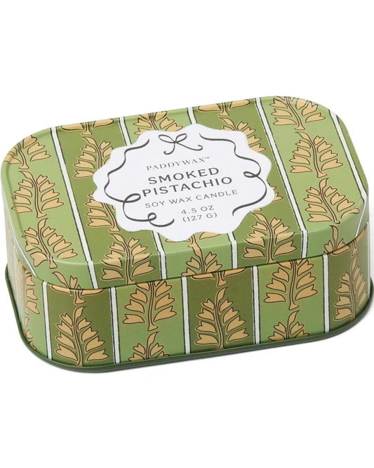 Cherie Printed Tin Candle - Smoked Pistachio