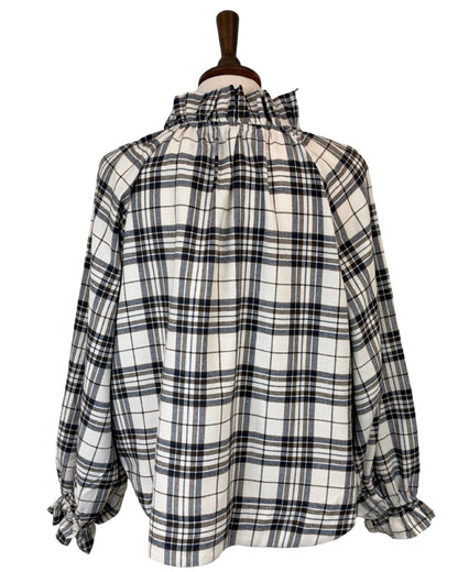 Rosalia Big Check Tie Neck Blouse