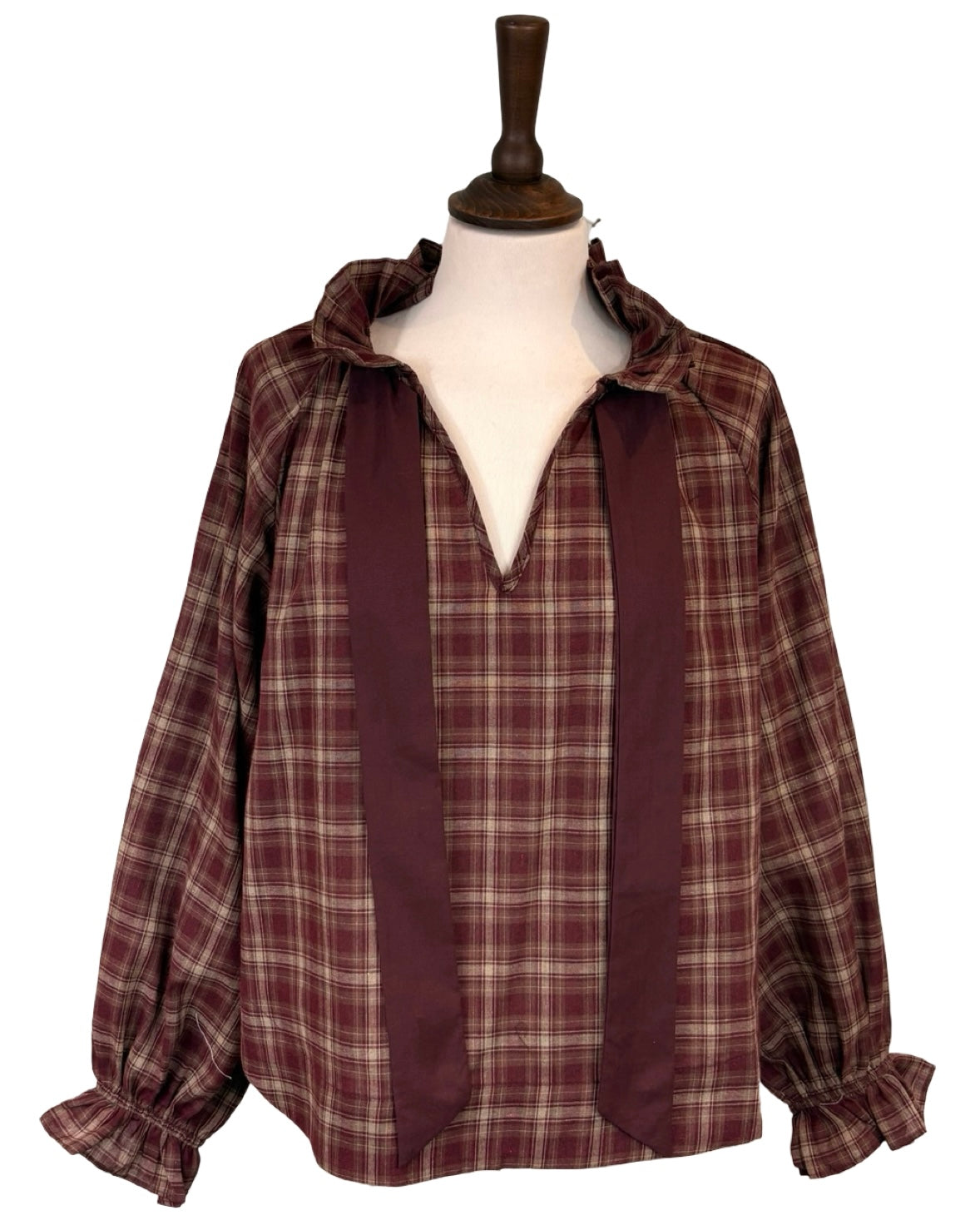 Rosalia Big Check Tie Neck Blouse