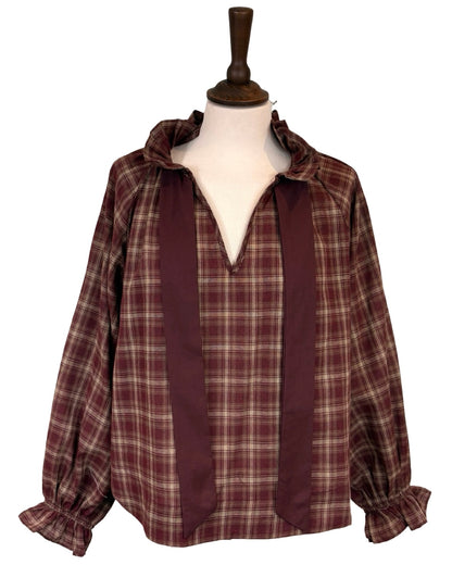 Rosalia Big Check Tie Neck Blouse