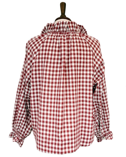 Rosalia Gingham Tie Neck Blouse