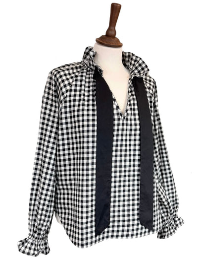 Rosalia Gingham Tie Neck Blouse