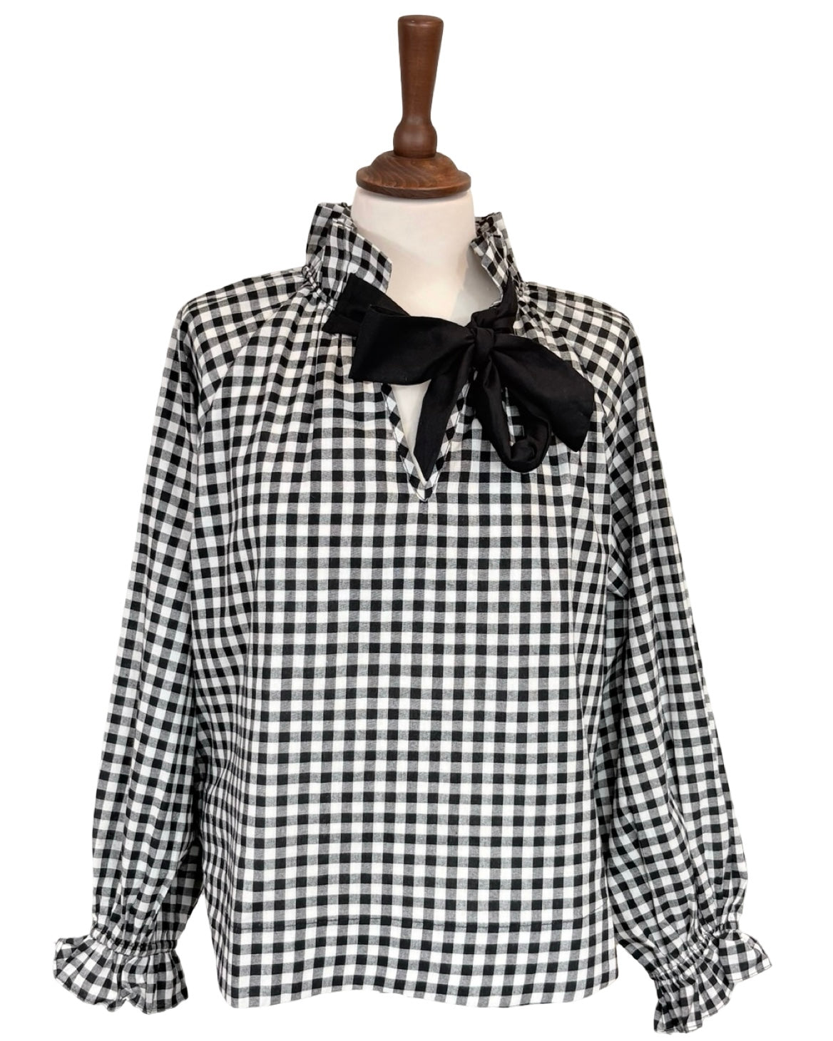 Rosalia Gingham Tie Neck Blouse
