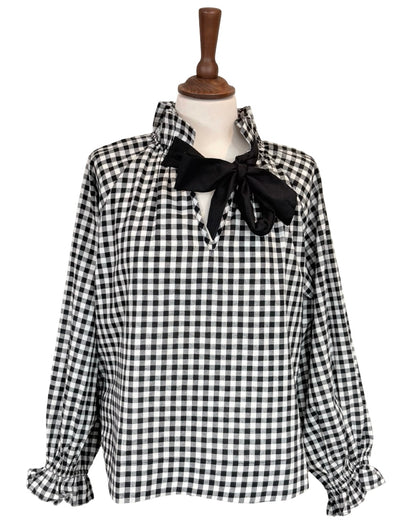 Rosalia Gingham Tie Neck Blouse