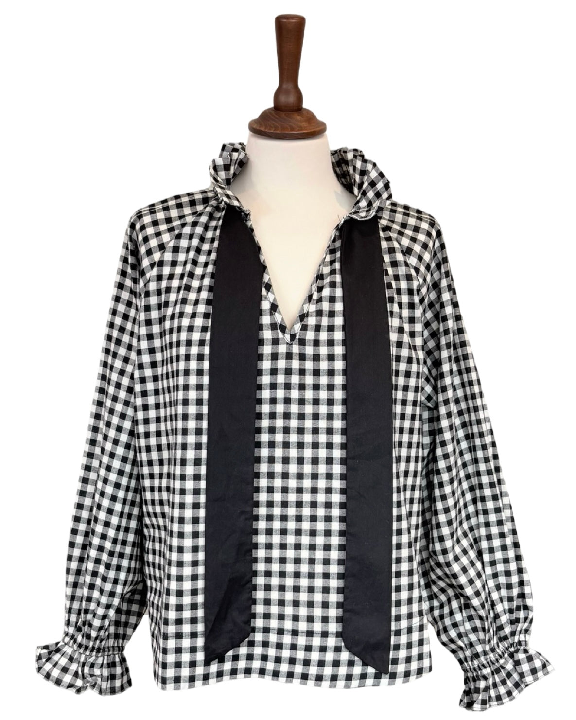 Rosalia Gingham Tie Neck Blouse