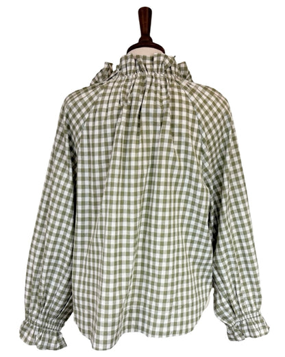 Rosalia Gingham Tie Neck Blouse