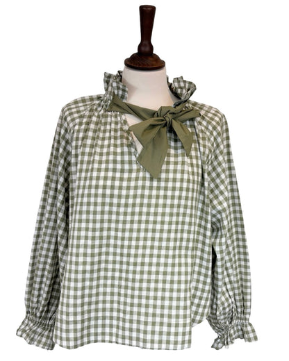 Rosalia Gingham Tie Neck Blouse
