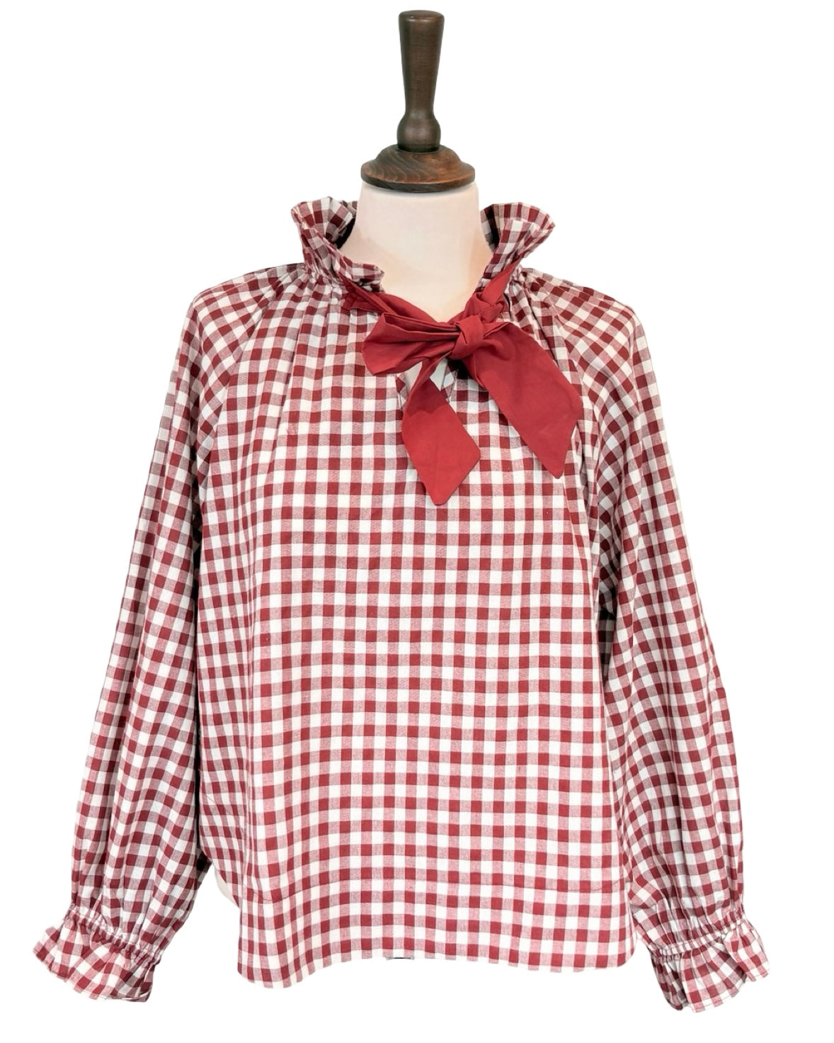 Rosalia Gingham Tie Neck Blouse