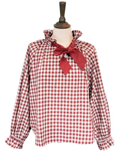 Rosalia Gingham Tie Neck Blouse